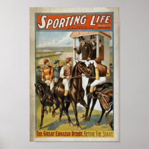 Poster Sporting Life Great English Derby Vintage Horse
