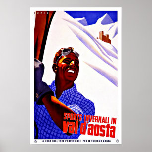 Poster Sports de ski dans le Vintage voyage de la vallée