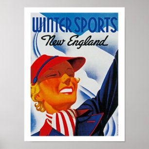Poster Sports d'hiver en Nouvelle-Angleterre