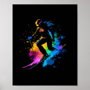 Poster Sports d'hiver Paint Alpine Splash Skier Snow Ski