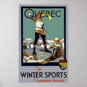 POSTER SPORTS D'HIVER QUÉBEC VOYAGE 1930