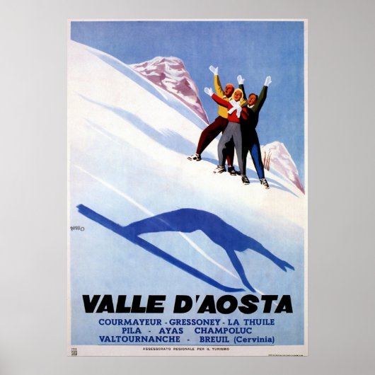 Poster Sports d'hiver vintages Alpes italiennes (Devant)