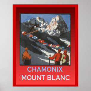 Poster Sports d'hiver vintages, France Chamonix Mont Blan