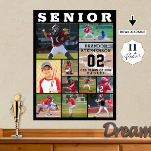 Poster Sports Nuit Senior 11 Photo Collage Personnalisé