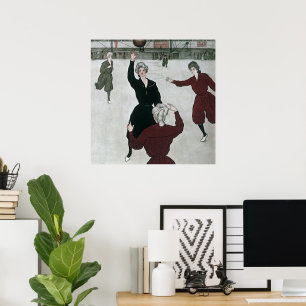 Poster Sports vintages, Joueuses de basket-ball féminin e