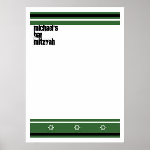 Poster Sporty Bar Mitzvah Connexion Carte - Vert Noir