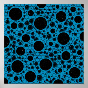Poster Spots de bulles spatiales - bleu ciel