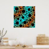 Poster Spots de bulles spatiales - Cyan/Orange (Cuisine)