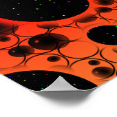 Poster Spots de bulles spatiales - Noir/Rouge/Or (Coin)