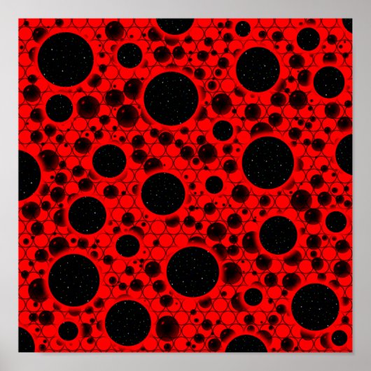 Poster Spots de bulles spatiales - Rouge (Devant)