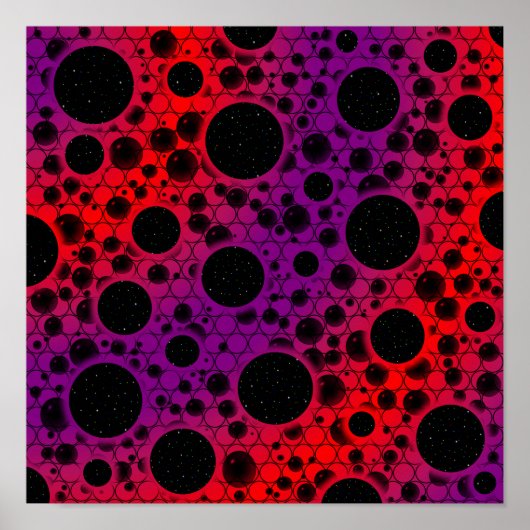 Poster Spots de bulles spatiales - Violet/Rouge (Devant)