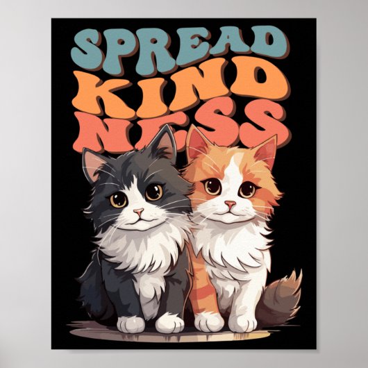 Poster Spread Kindness - Adorable Chat Duo Design Sticker (Devant)