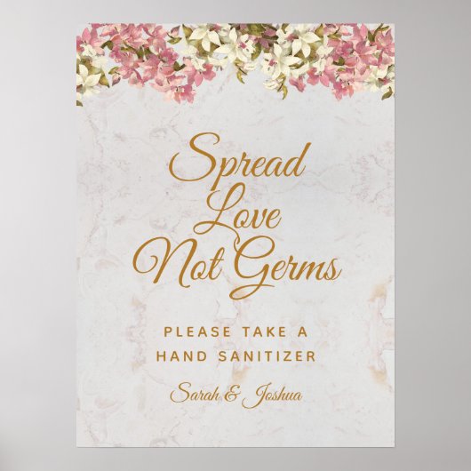 Poster Spread Love Not Germs Pink Orchids Script Wedding (Devant)