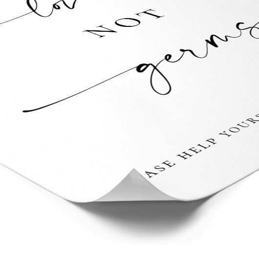 Poster Spread Love Not Germs Sanitizer Station Mariage (Coin)