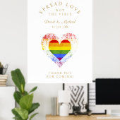Poster Spread Love Pride Rainbow Heart LGBT Mariage (Bureau à domicile)