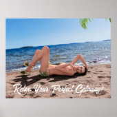 Poster Spring Break Girl Lying on Sandy Beach (Devant)