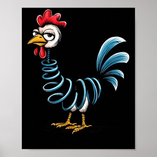 Poster Spring Chicken Chicken On Go Stick Funny Chicken  (Devant)
