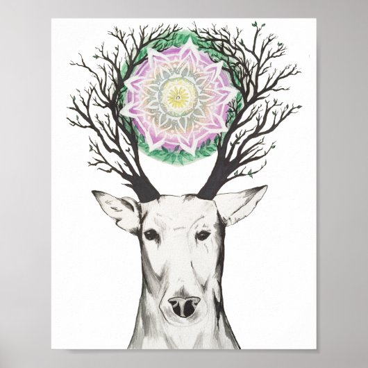 Poster Spring Deer Mandala 8x10 Imprimer (Devant)