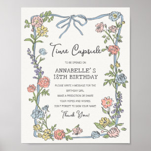 Poster Spring Garden Party Floral Anniversaire Heure Caps