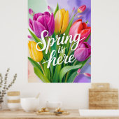 Poster "Spring is Here" Tulip Bouquet Illustration (Cuisine)