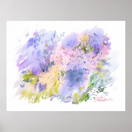 Poster Spring Meadow — Aquarelle Florale Abstraite (Devant)