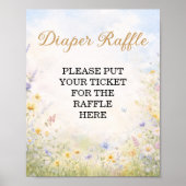 Poster Spring Meadow Diaper Raffle Wildflower Sign (Devant)