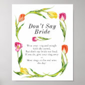 Poster Spring Tulip Don't Say Bride Bridal Shower Game (Devant)
