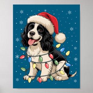 Poster Springer Spaniel Anglais Chien Lumières de Sapin d