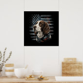 Poster Springer Spaniel Chien Drapeau Américain (Cuisine)