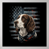 Poster Springer Spaniel Chien Drapeau Américain (Devant)