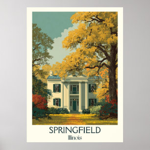 Poster Springfield Illinois Vintage Lincoln Home Art