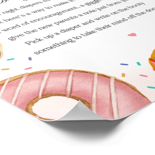 Poster Sprinted Donuts Baby shower Diaper Pensées Signe (Coin)