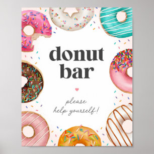 Poster Sprinted Donuts Birthday Bar Sign