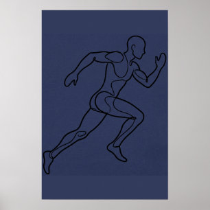 Poster Sprinteur d'art en ligne continue