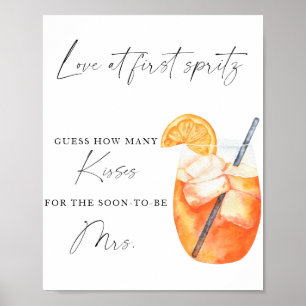 Poster Spritz à la douche de mariée - combien de baisers