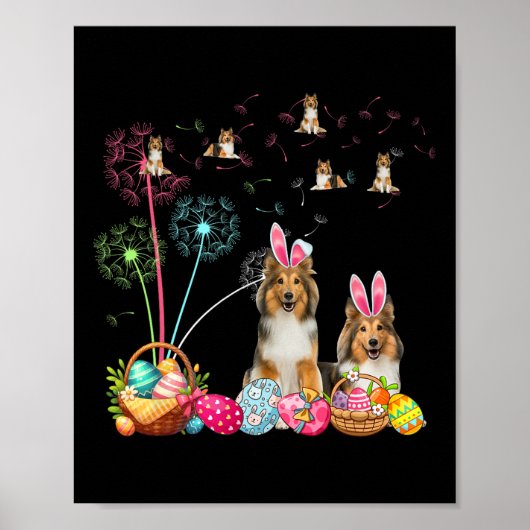 Poster Squad Easter Couple Bunny Shelts Dandelions Chasse (Devant)