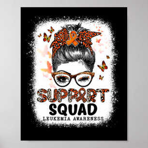Poster Squad Messy Bun Butterfly Orange Ribbon Leukemia