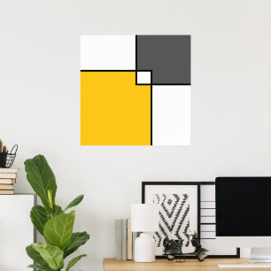 Poster Squares blanches de Yellow