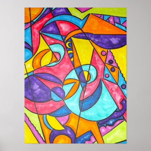 Poster Squawing D'Oiseaux Dans Le Bauhaus Moderne Et Arbr (Devant)