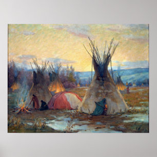 Poster Squaws Préparer Teepee de sueur
