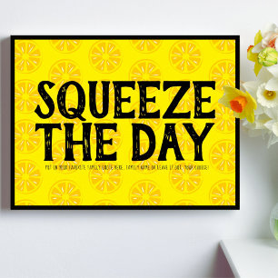 Poster Squeeze Le Jour Citrons Fruit Jaune Noir Motif