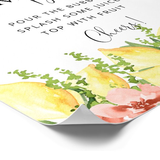 Poster Squeeze Principal Lemon Floral Mimosa Bar Boisson (Coin)