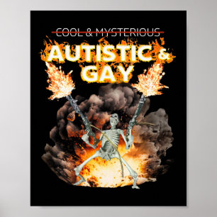 Poster Squelette autiste et gay, mème maudit de l'autisme