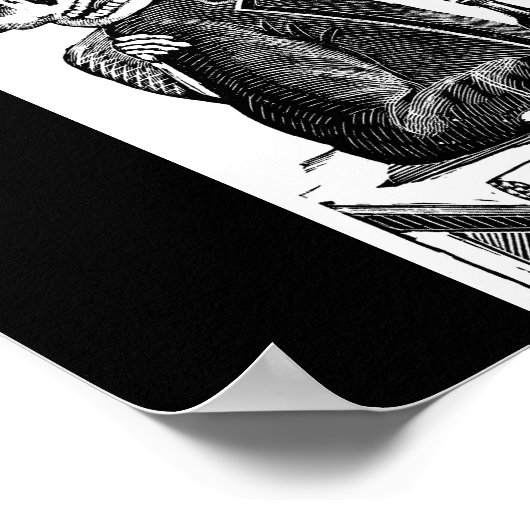 Poster Squelette boire de la tequila et fumer (Coin)