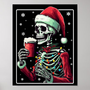 Poster Squelette buvant du cacao - Chocolat chaud drôle d