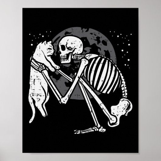 Poster Squelette Chat Crâne Kitty Cute Goth Halloween Men (Devant)
