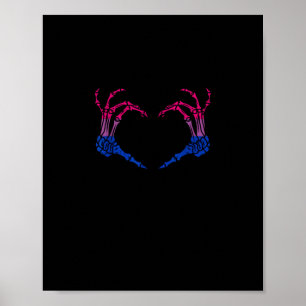 Poster Squelette Coeur Bisexuel Lgbt-Q Pride Crâne Main