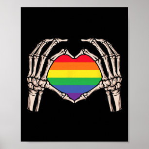 Poster Squelette Coeur main Signal Retro Halloween Lgbt P