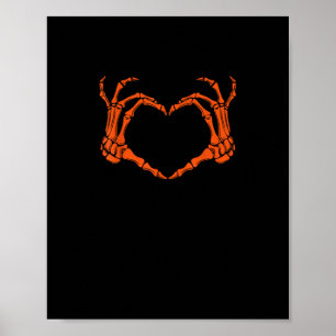 Poster Squelette Coeur main signe costume Halloween Desig
