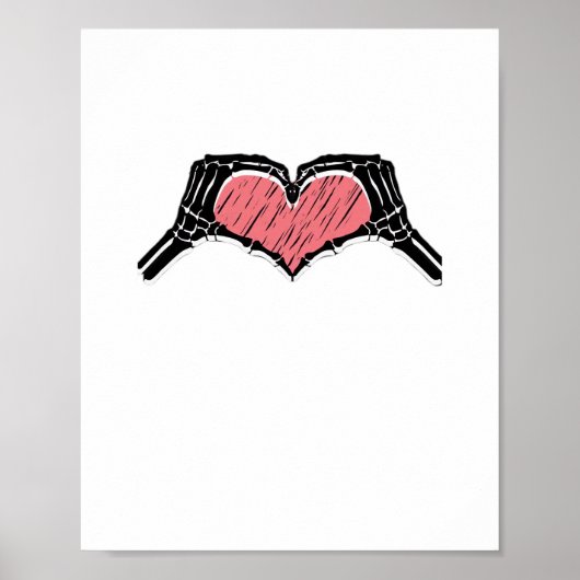 Poster Squelette Coeur main signe Valentines Jour Classiq (Devant)